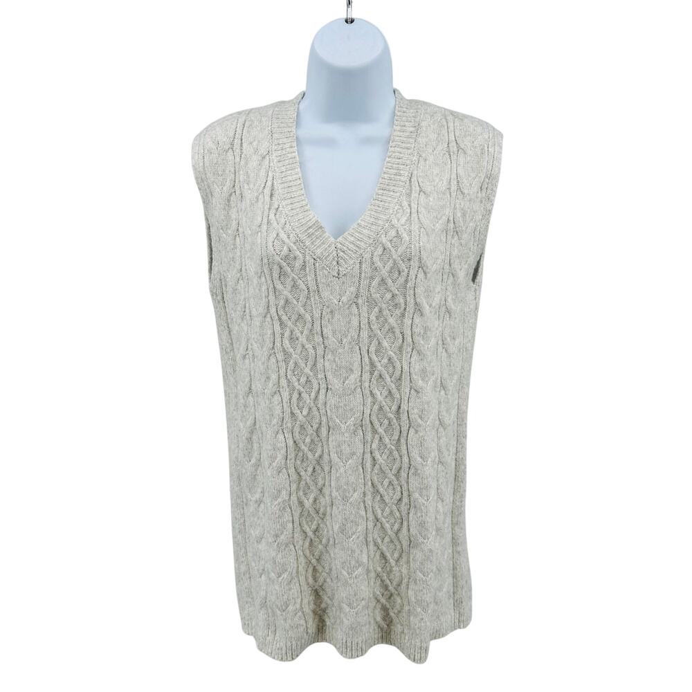Sincerely Jules Cable Knit Sweater Vest WMN S Cream/Gray Sleeveless Pullover Top